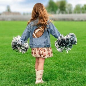 Kids Blue Denim Jacket with Football Patch